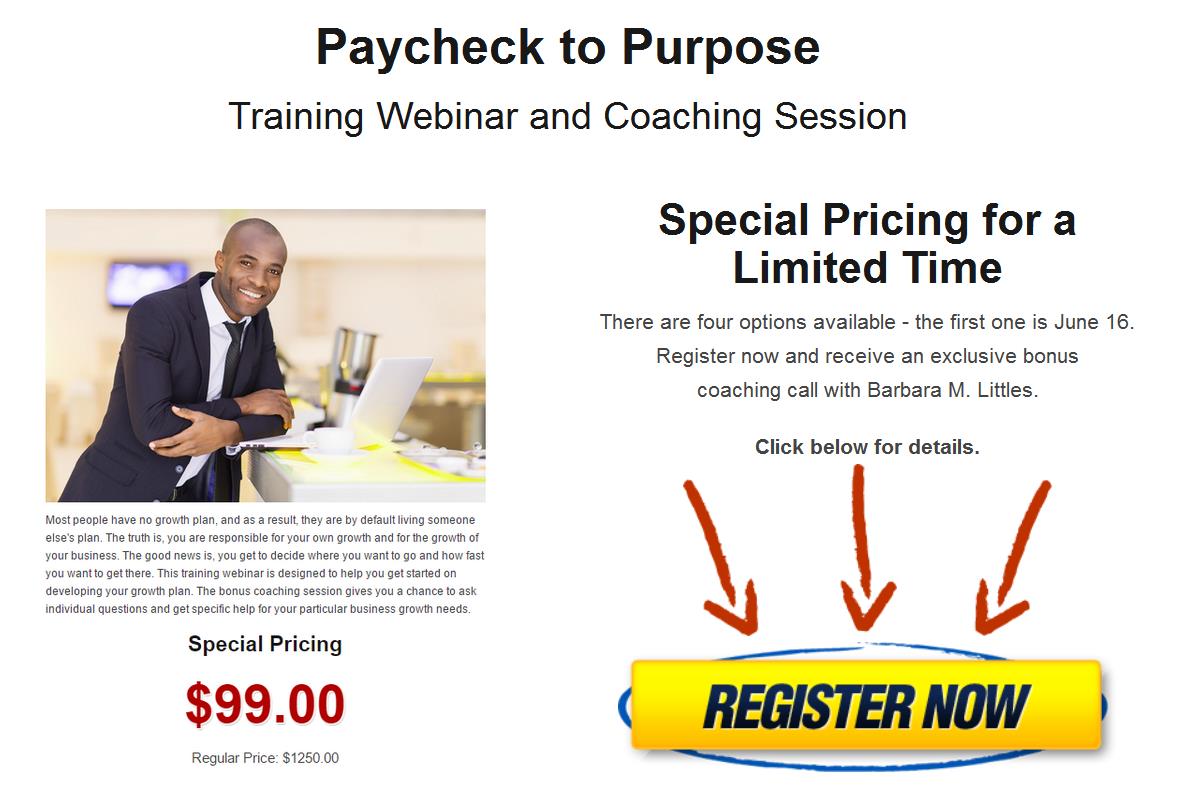 Paycheck to Purpose-Training Webinar and Coaching Session